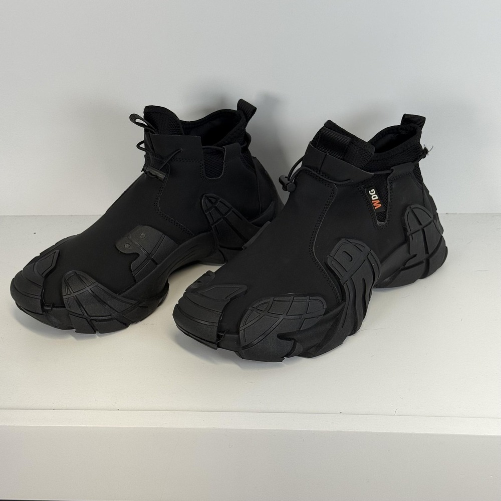 WDG Shoes Mens 9.5 Black Boots Slip On EU 43 Mid Ankle Hiking